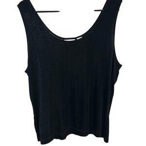 Chicos Black Sleeveless Acetate Blend Scoop Neck Tank Top Size 3 Versatile